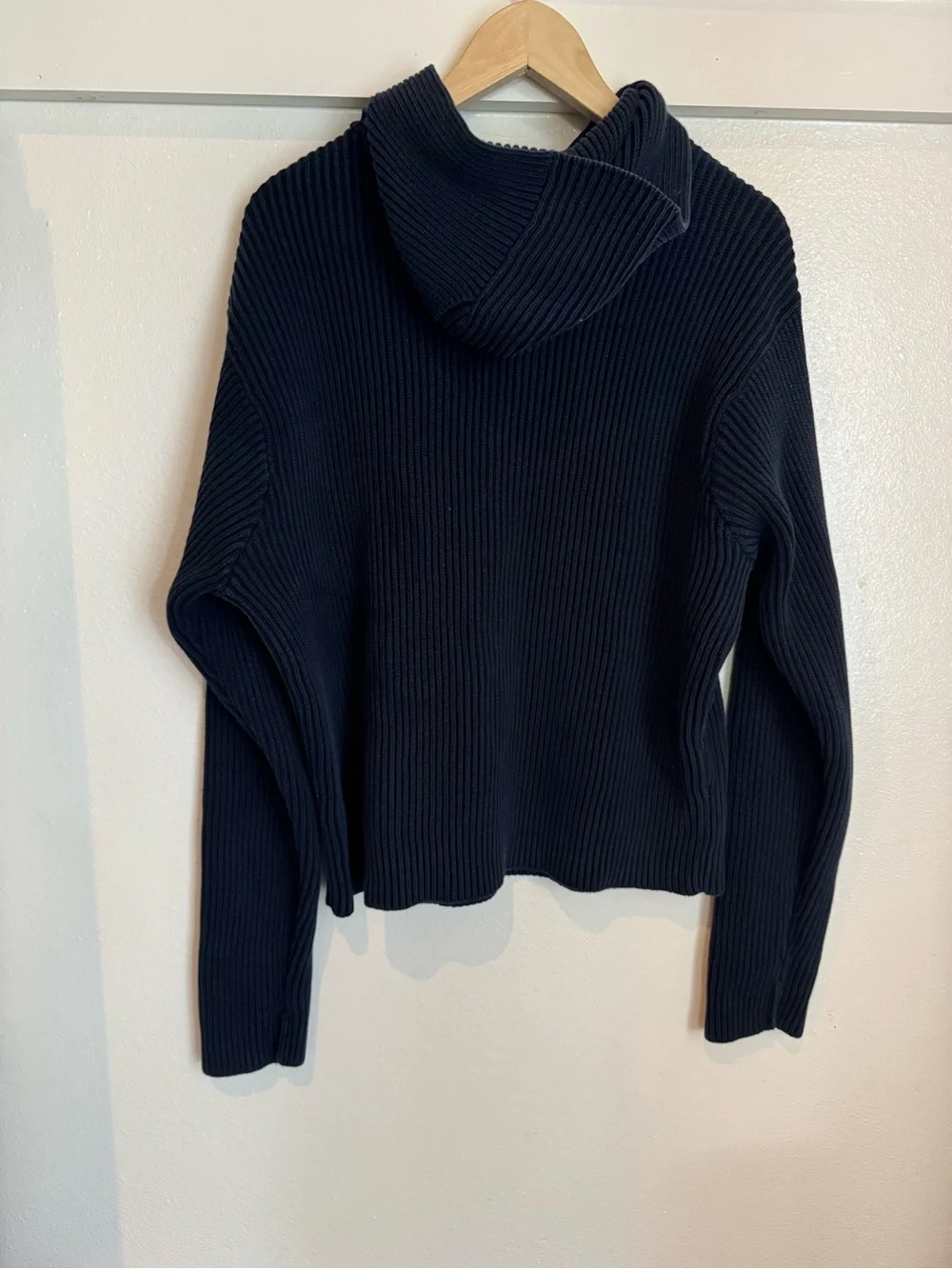 Polo Ralph Lauren Black Rib Knit Hoodie Sweater Men’s XL 100% Cotton